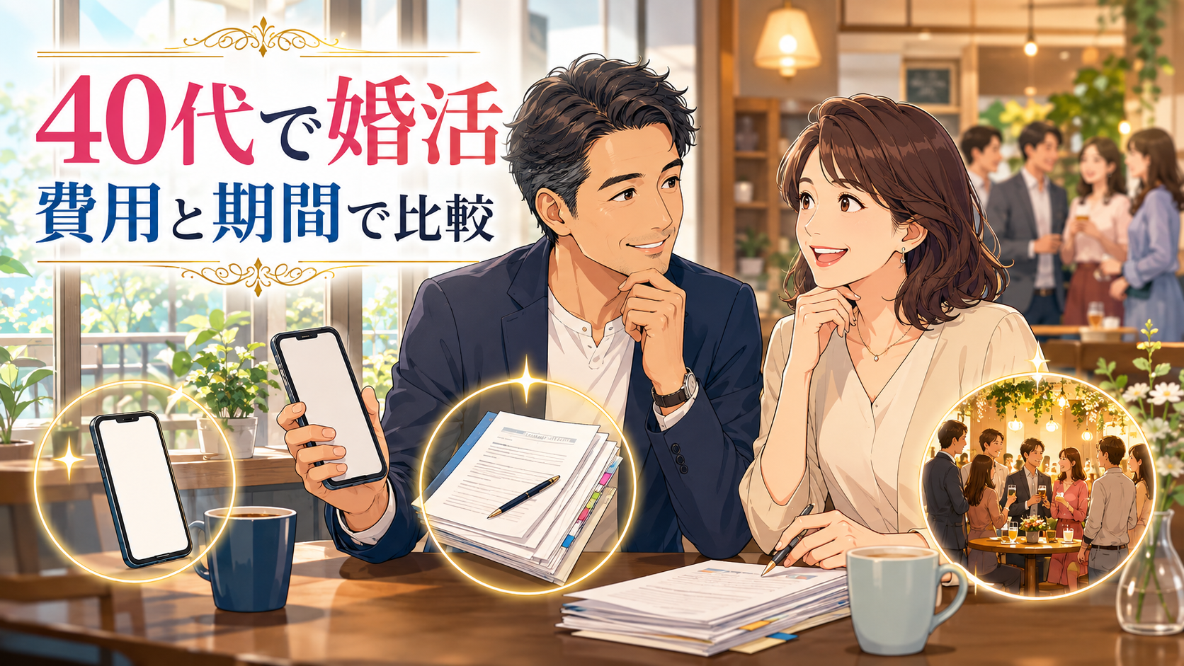 40代で婚活を始める人向けに3つの手段を比較する記事のアイキャッチ