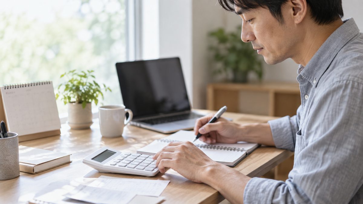 婚活の予算と期限を確認する男性の手元