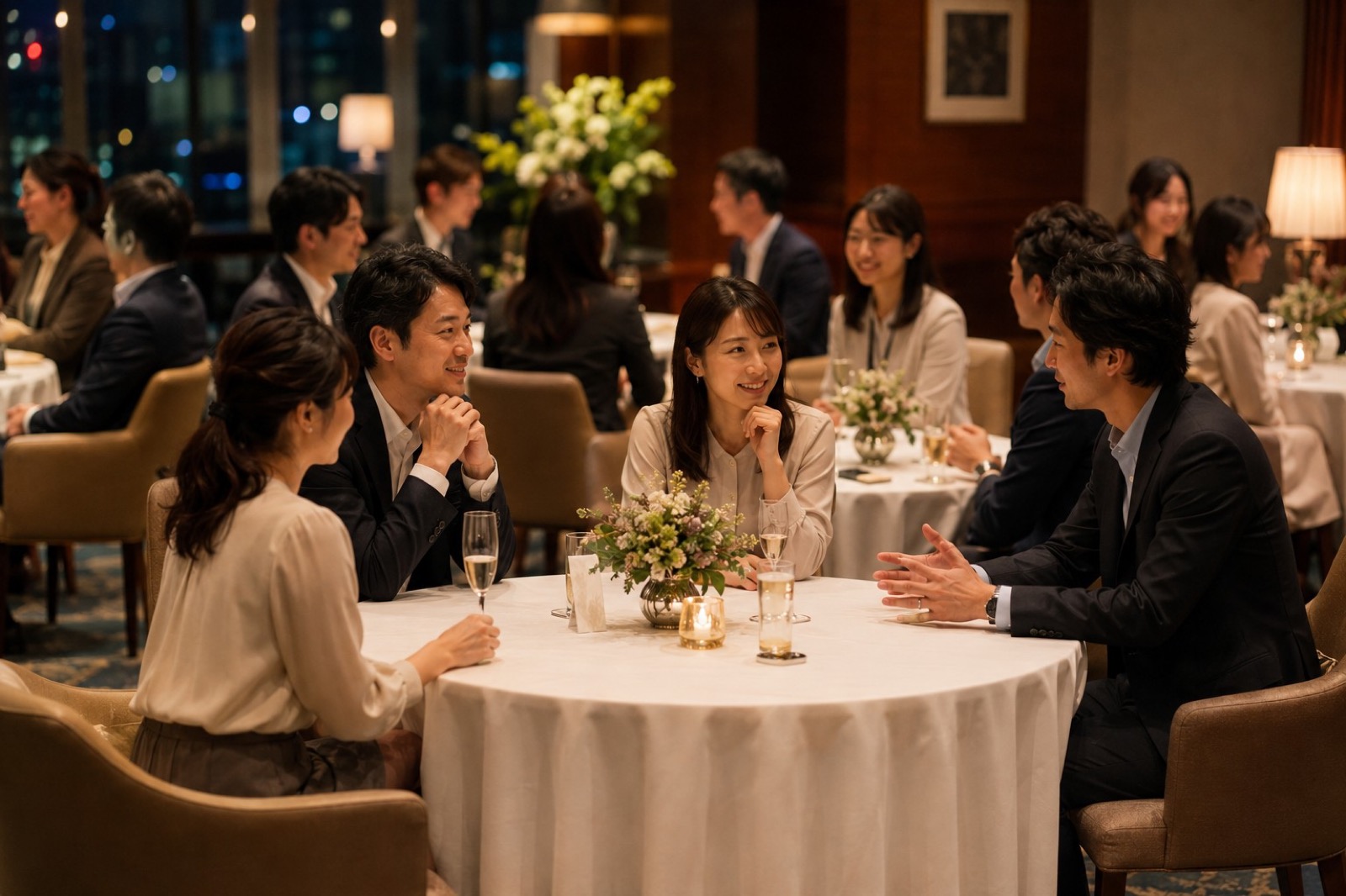 婚活パーティーで談笑する男女