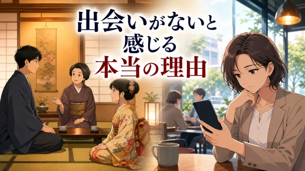 昔の見合いと現代のスマホでの出会いを対比した、出会いがない理由の記事のアイキャッチ