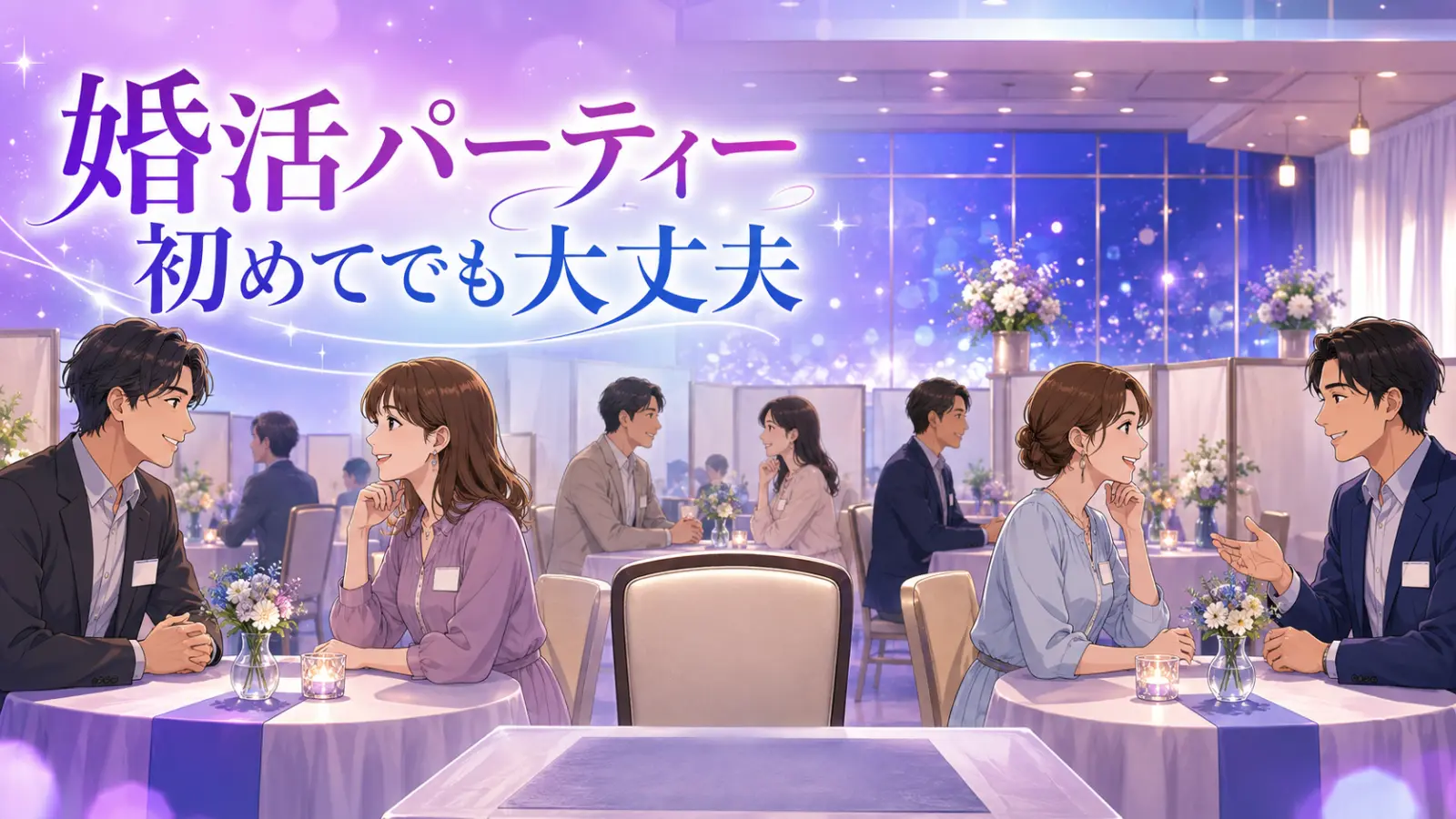 婚活パーティーに初めて参加する人向けの記事のアイキャッチ