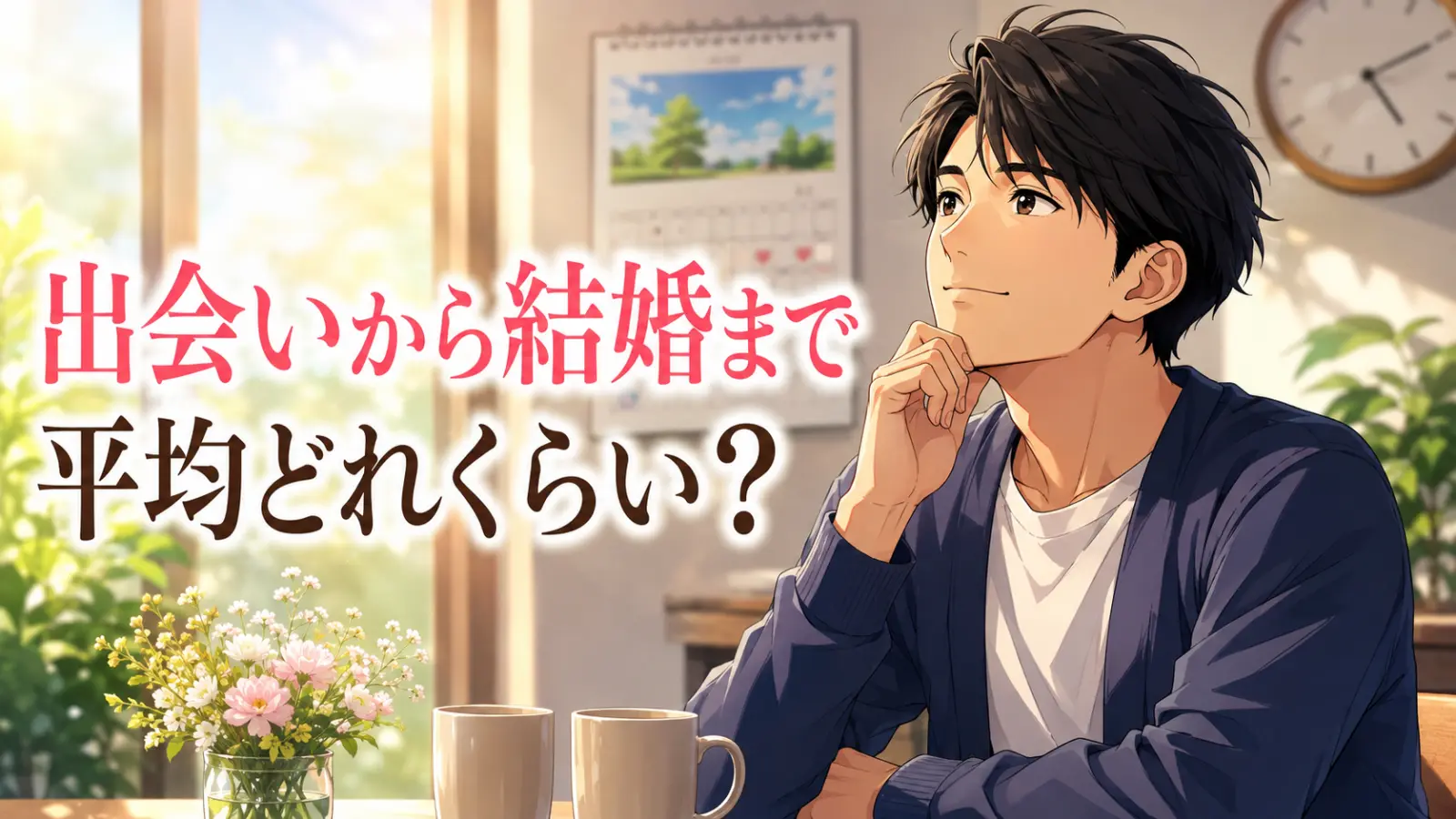 出会いから結婚までの期間を考える男性のイメージ