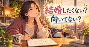 結婚したくない気持ちと結婚に向いているかを考える記事のアイキャッチ