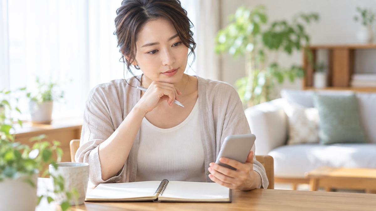 結婚相談所の入会を考えながら情報を調べる女性