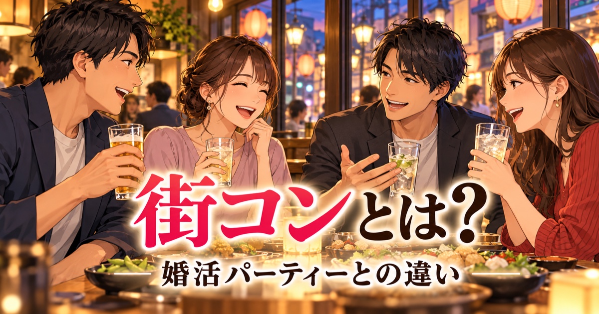 日本の街の飲食店で談笑する日本人の男女